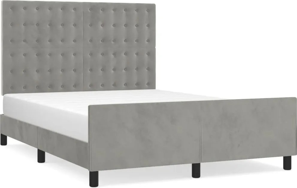 vidaXL Cadru de pat fără saltea, gri deschis, 140x190 cm, catifea