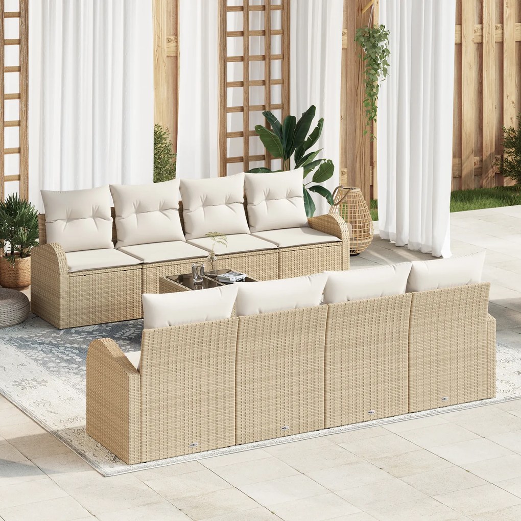 vidaXL Set de Sofa pentru Grădină cu Pernițe Bej din Ratan Plastic