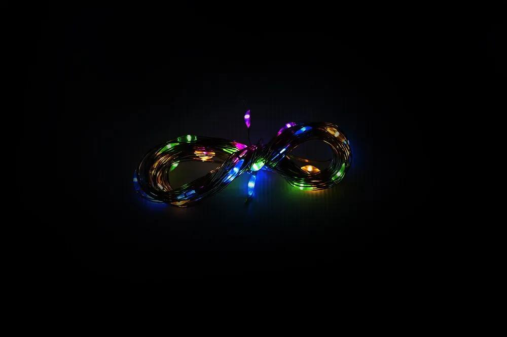 Sârmă argintie LED de Crăciun - 80 LED-uri, colorate