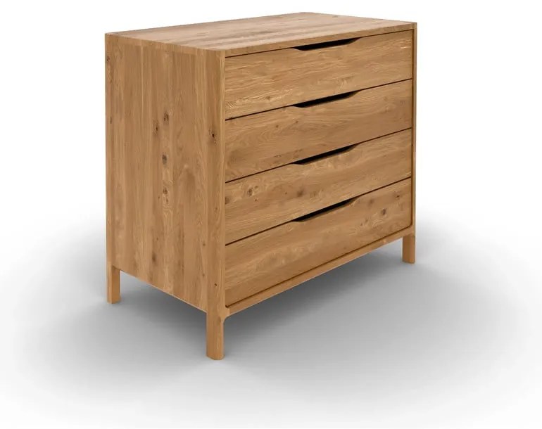 Comodă în culoare naturală joasă din lemn de stejar 95x80 cm Twig – The Beds