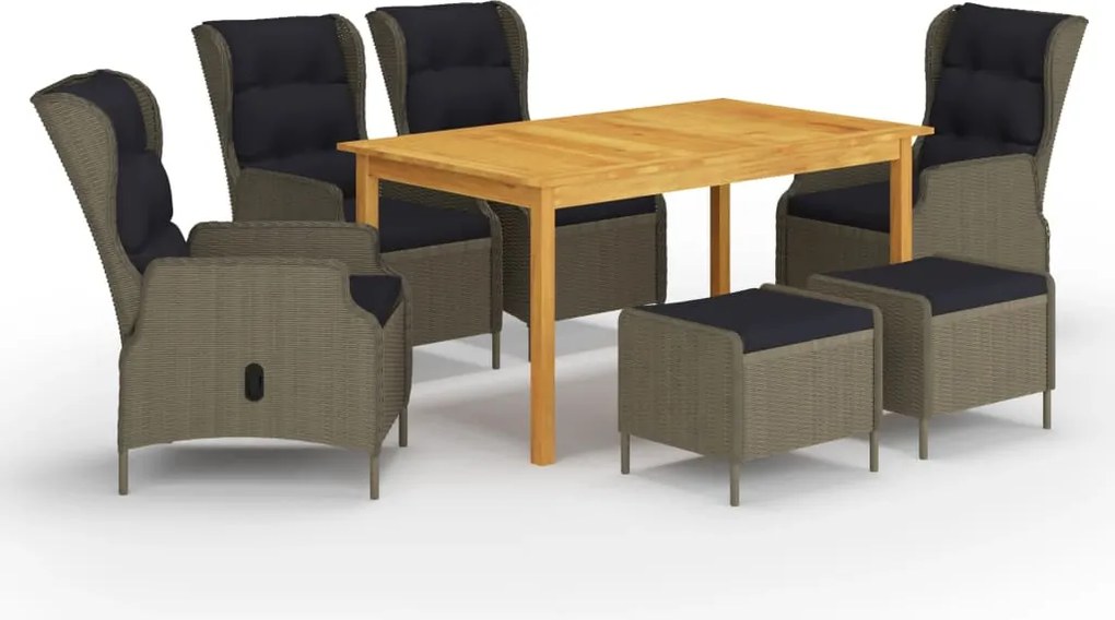 vidaXL Set mobilier de grădină, 7 piese, maro