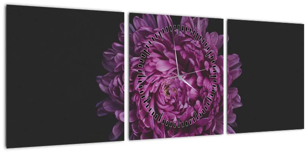 Tablou cu floare violetă (cu ceas) (90x30 cm)