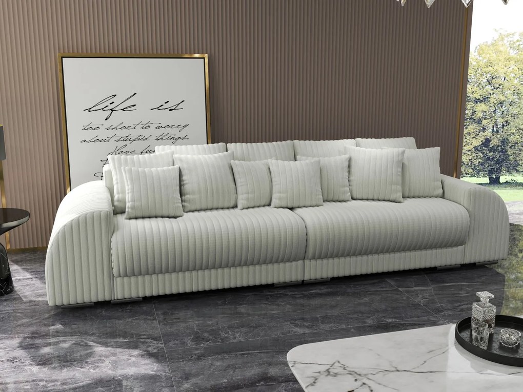 Canapea extensibilă dumonde cu 2 lăzi de depozitare si sezut confortabil din spuma high-density, Verona Ambiance Ivory 310x100 cm
