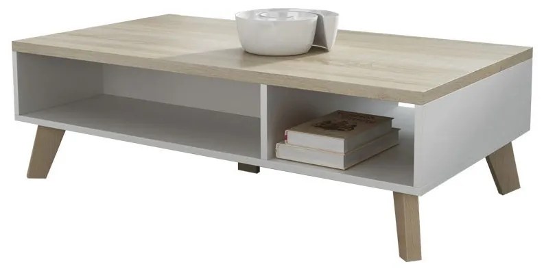 Măsuță de cafea Solara 110 (Alb mat briliant + stejar sonoma). 1053851