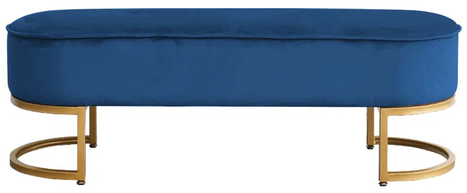 Bancă de design, ţesătură de catifea albastră/crom auriu, MIRILA NEW