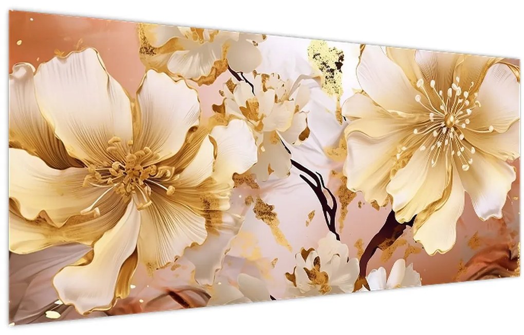 Tablou - Flori de aur (120x50 cm)