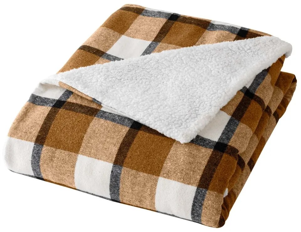 Pătură maro din sherpa 125x150 cm Ecossais – douceur d'intérieur