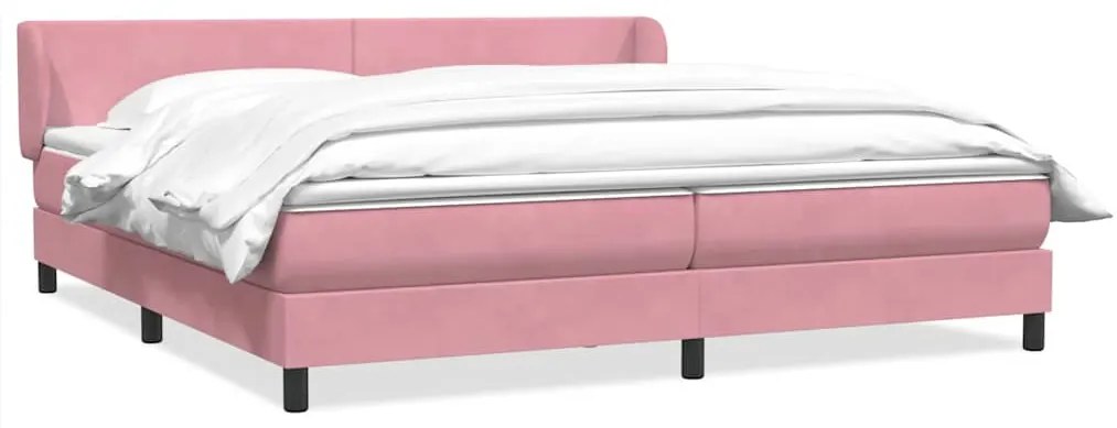 vidaXL Pat cu arcuri cu saltele roz 180x220 cm catifea