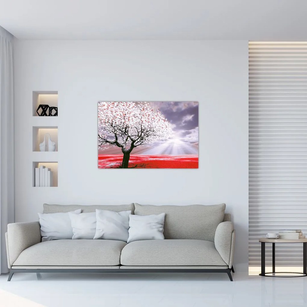 Tablou cu pomul roșu (90x60 cm)
