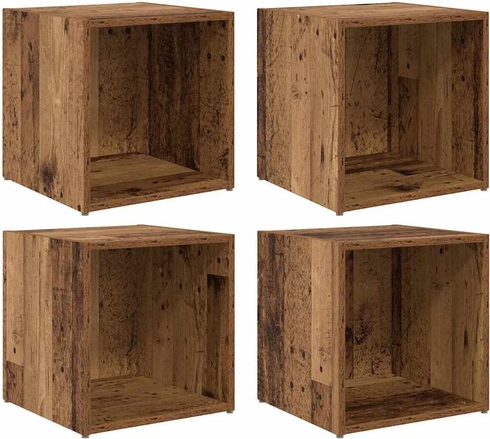 vidaXL Set comodă TV 4 pcs Lemn Vechi 37 x 35 x 37,5 cm Lemn compozit