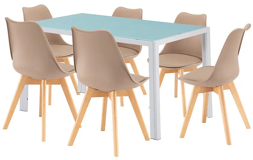 Nuvia 6+1 set de luat masa alb-bej