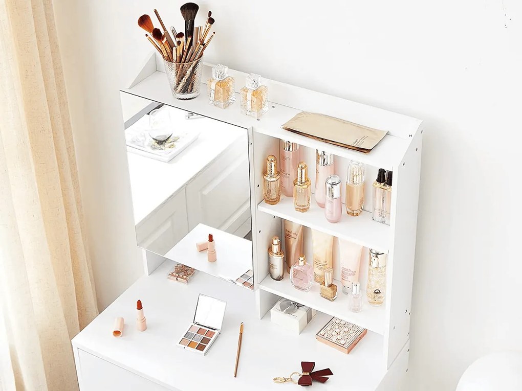 Masuta de toaleta cu oglinda LUNAVI 70x40 cm, albă