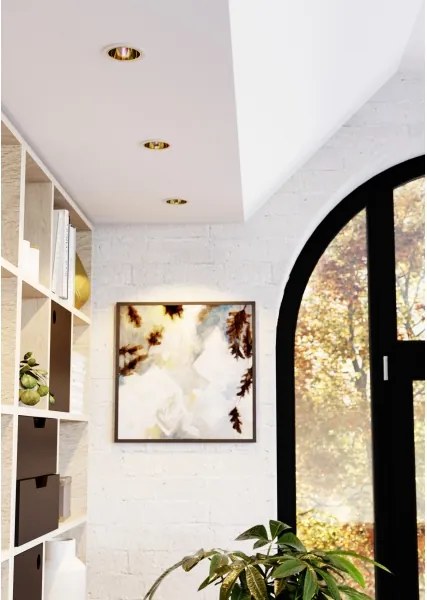 Eglo 902299 YEBRA-Z - Lampă LED RGBW dimabilă cu sticlă fumurie pentru tavan fals, LED/4,8W/230V IP44, alb/auriu