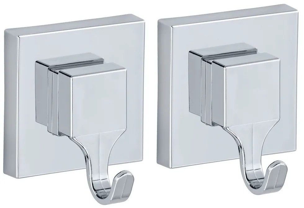 Set cuier, Wenko Quadro Vacuum-Loc, 2 bucati, Metal, Alb