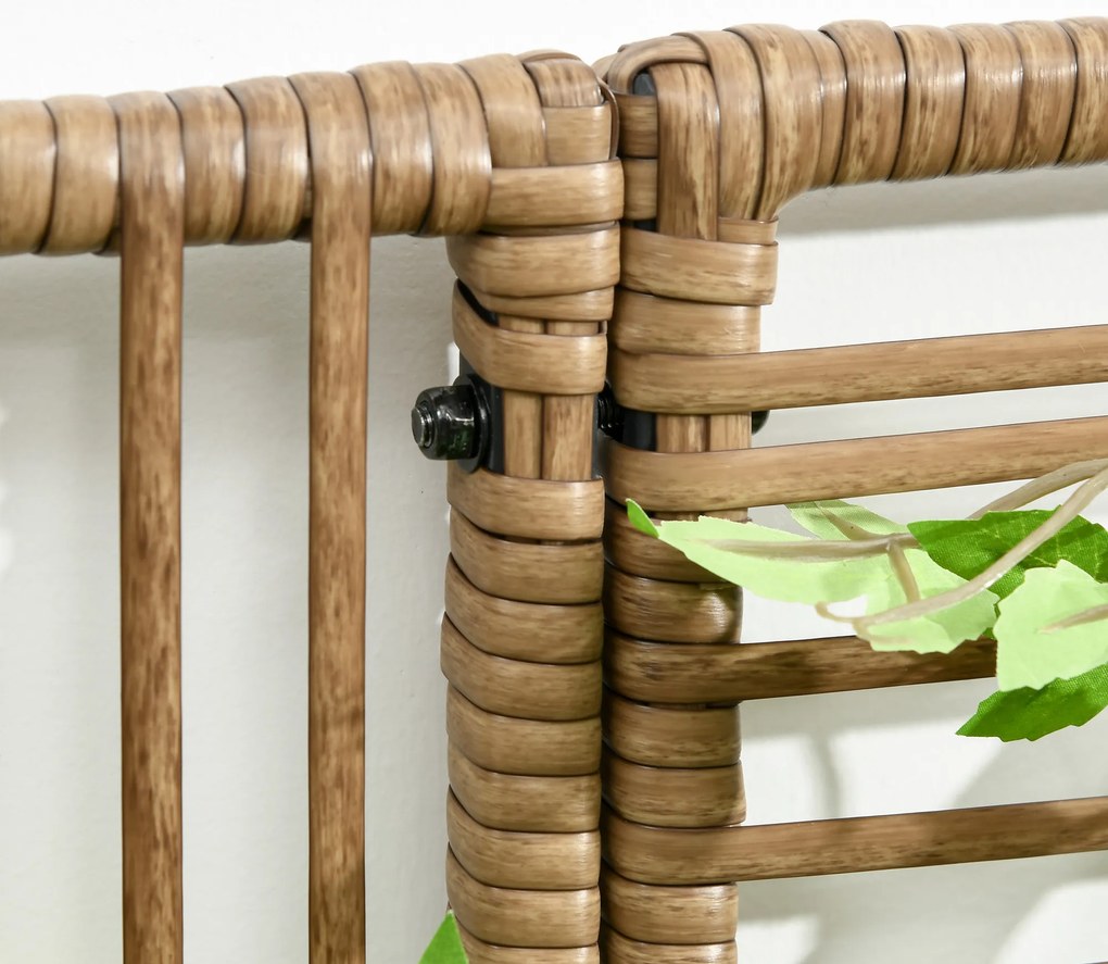 Outsunny Suport pentru plante cu treiis, coș rectangular inferior din rășină împletită și oțel dim. 103L x 29l x 103Î cm | Aosom Romania