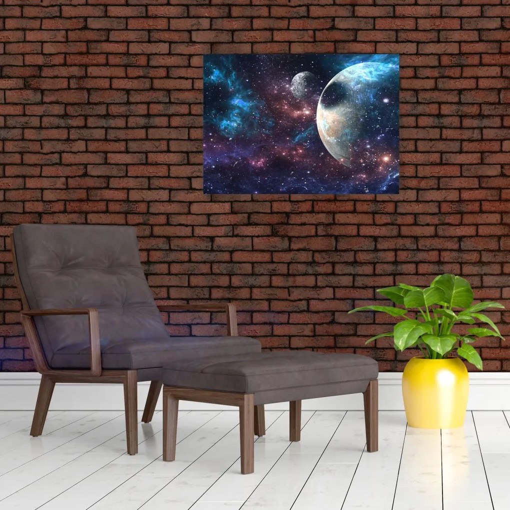 Tablou pe sticlă cu cosmos (70x50 cm)
