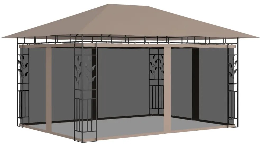 vidaXL Pavilion cu plasă anti-țânțari, gri taupe, 4x3x2,73 m, 180 g/m²