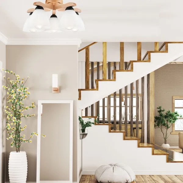 Lustră aplicată ADRIANO 5xE27/60W/230V stejar