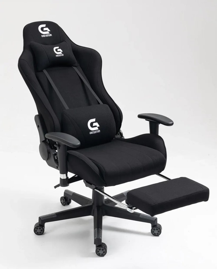 Scaun gaming cu masaj în perna lombară, suport picioare, funcție sezlong, SIG 5035, material textil, Negru