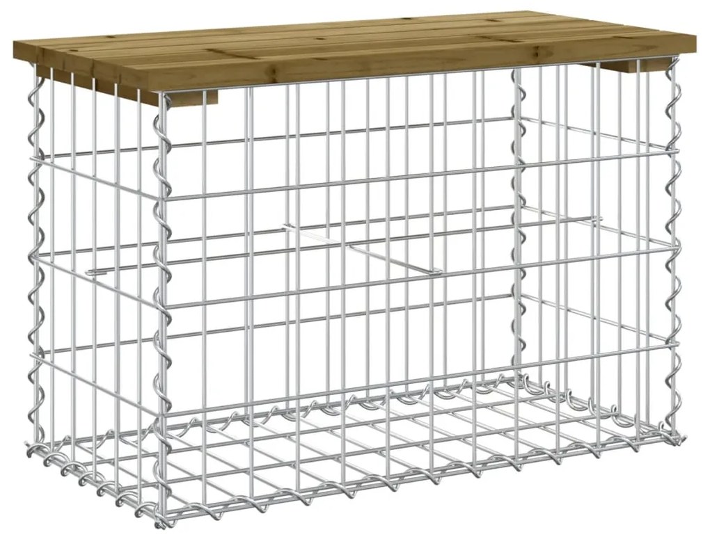 834346 vidaXL Bancă grădină, design gabion, 63x31,5x42 cm, lemn pin impregnat