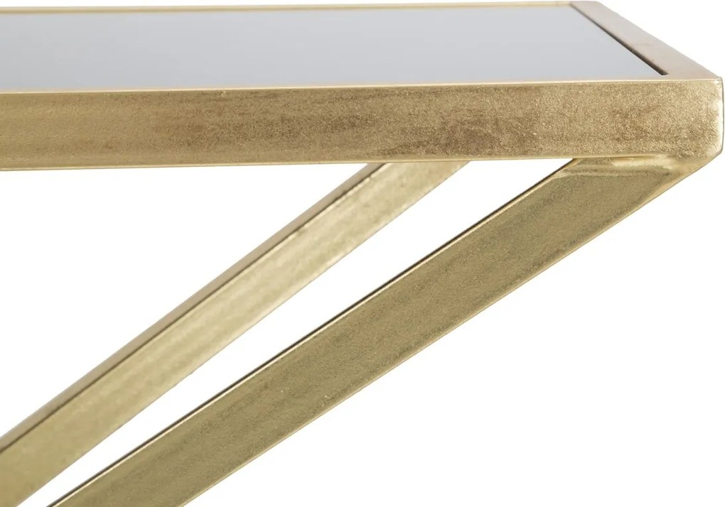 Consola Piramid, Mauro Ferretti, 130x40x75 cm, fier, auriu/negru