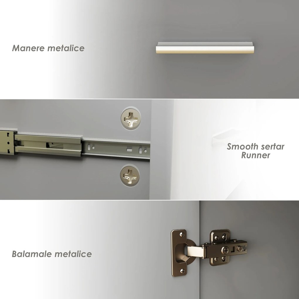 HOMCOM Dulap 3uși+2sertare gri 106x35x76 | Aosom Romania