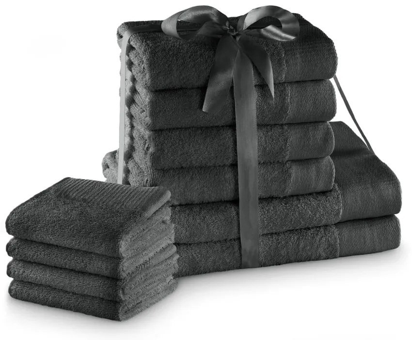 Prosoape de baie gri-închis 10 buc. din bumbac din frotir Amari – Restilo