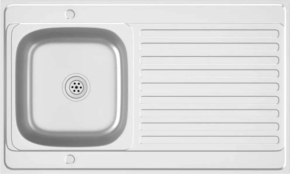 vidaXL Chiuvetă bucătărie cu scurgător, argintiu, 1000x600x155 mm oțel