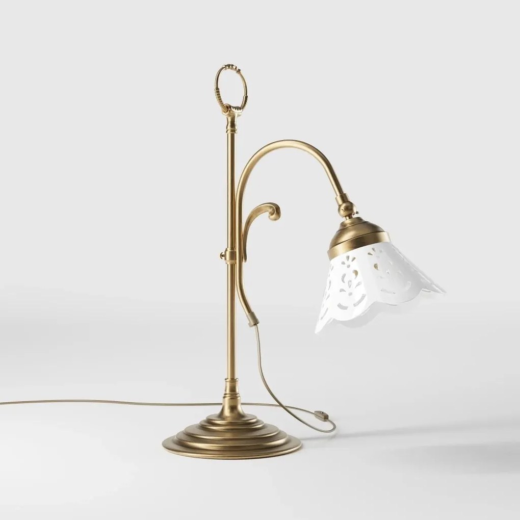 Lampa de masa din alama si abajur ceramic Zefira