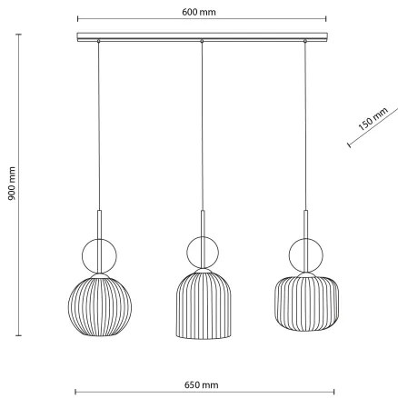 Pendul cu cablu SOPHIA 3xE14/10W/230V negru/bej fumuriu