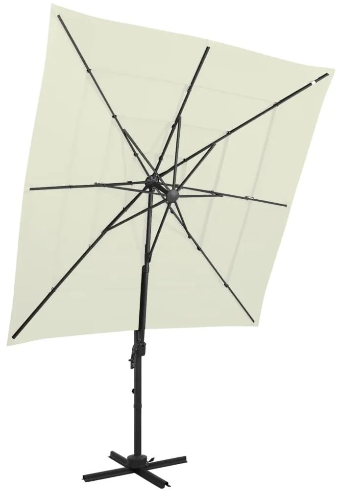 vidaXL Umbrelă de soare 4 niveluri, stâlp aluminiu, nisipiu 250x250 cm