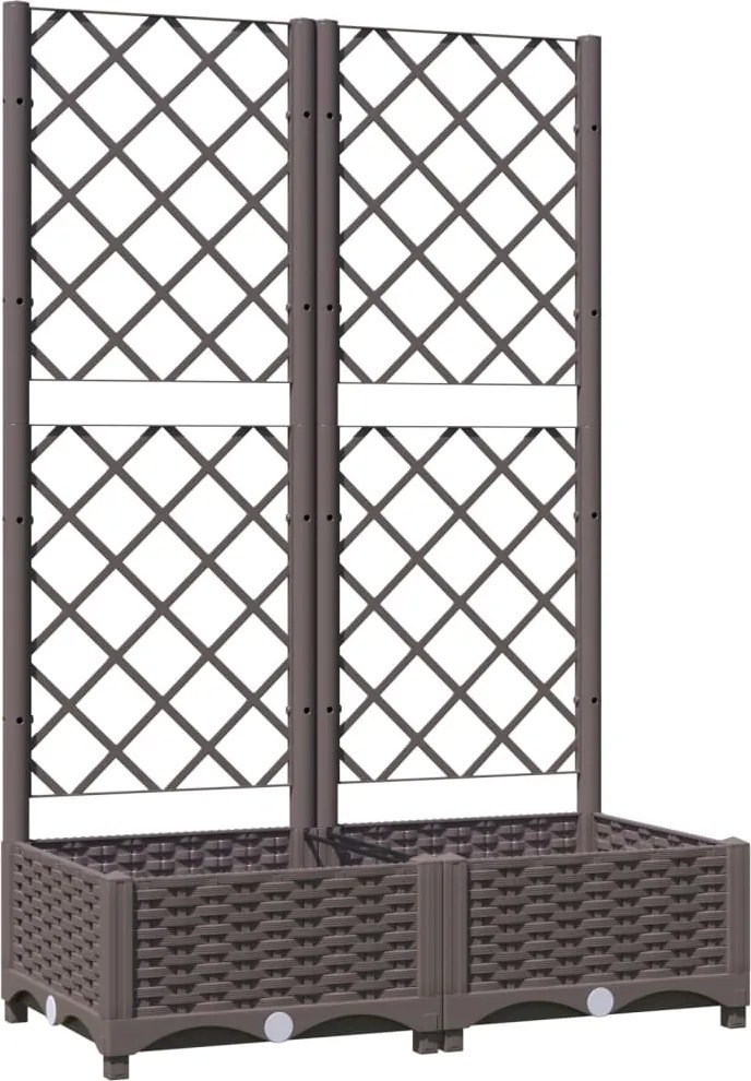 vidaXL Jardinieră de grădină cu spalier maro, 80x40x121,5 cm, PP