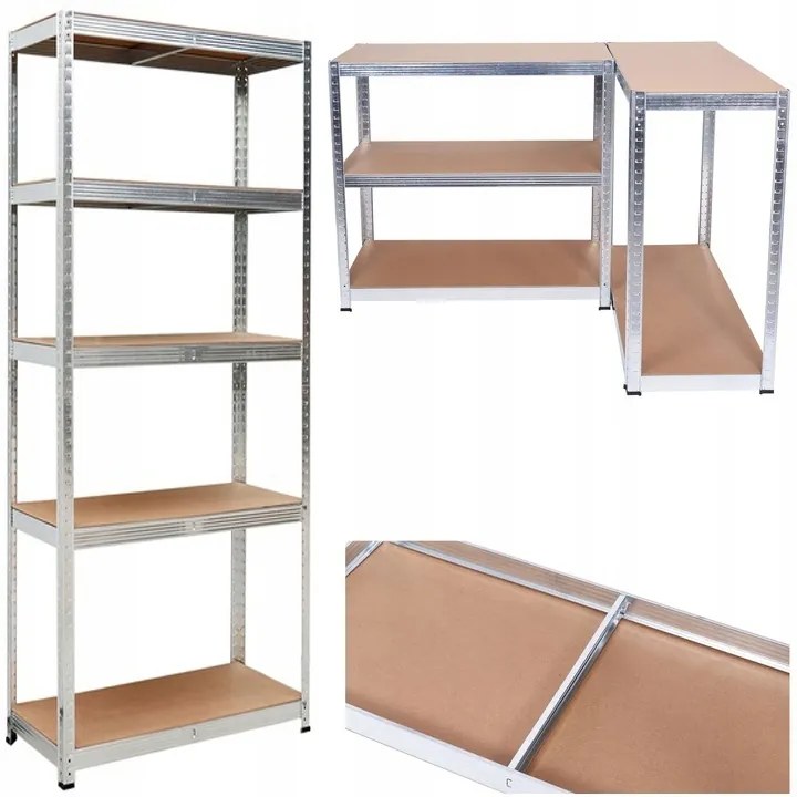 ShopJK RAFT METALIC ZINCAT FĂRĂ ȘRUBURI 180x90x40 CM, CAPACITATE DE ÎNCĂRCARE 875KG