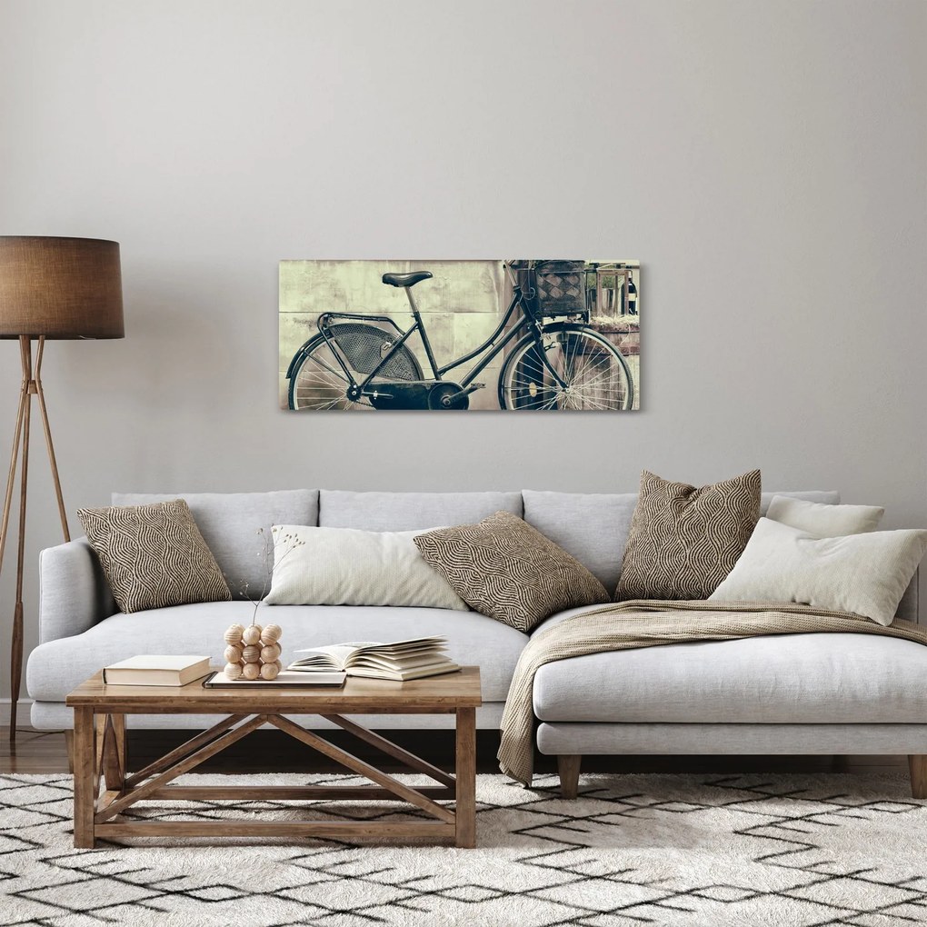 Tablou - Bicicleta de epocă cu flori (120x50 cm)