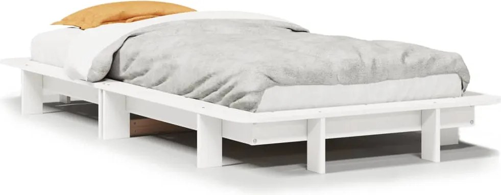 vidaXL Cadru pat fără saltea, alb, 90x190 cm, lemn masiv de pin