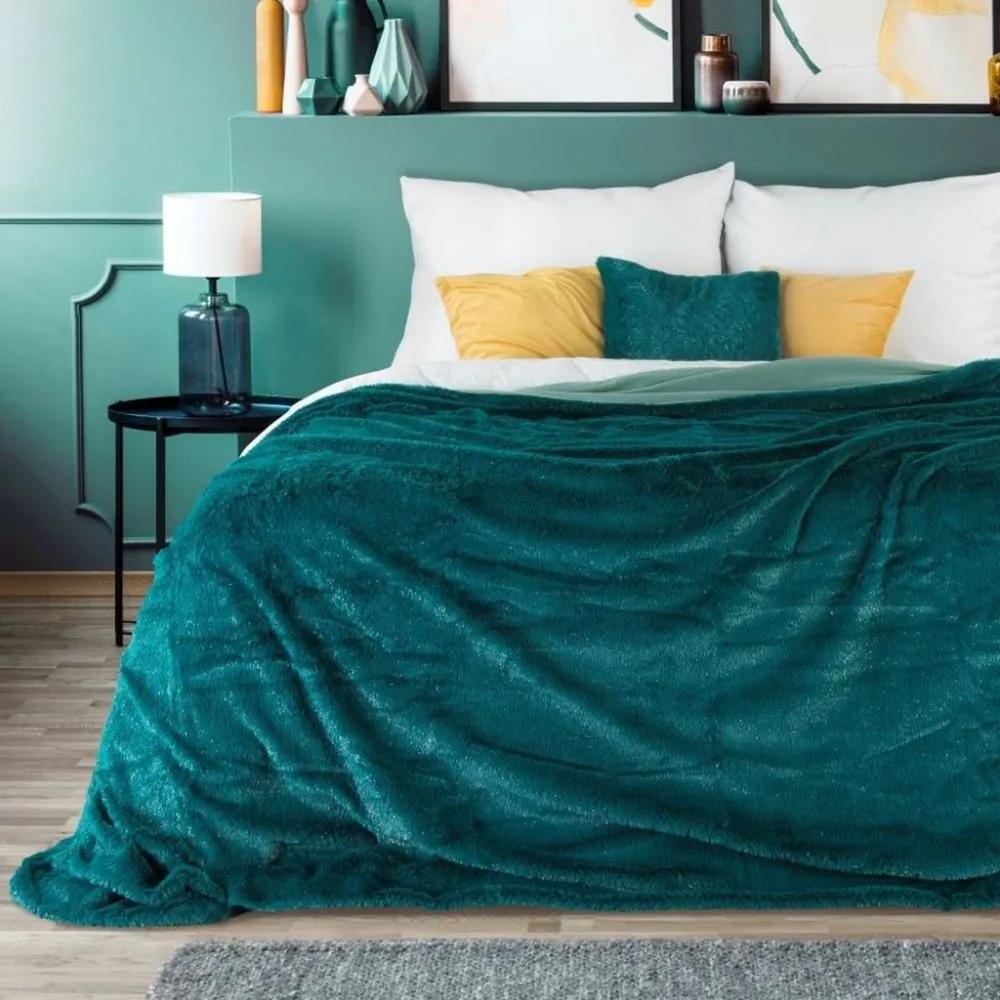 Cuvertură de pat monocoloră culoarea turcoaz Lăţime: 170 cm | Lungime: 210 cm