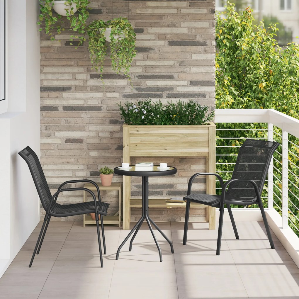 vidaXL Set Bistro de Grădină 3 pcs Negru Oțel