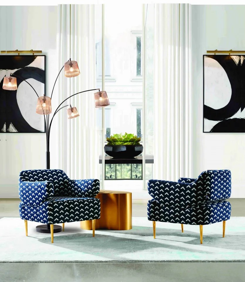 Lampadar din otel/cupru/marmura THIS & THAT 215 cm negru, 5 becuri