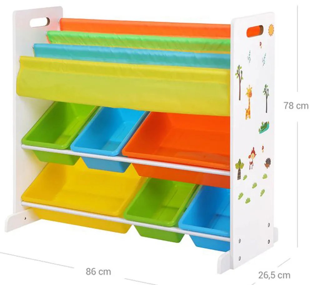 Organizator pentru camera  copiilor  Cu 6 cutii din plastic si rafturi Polipropilena Multicolor