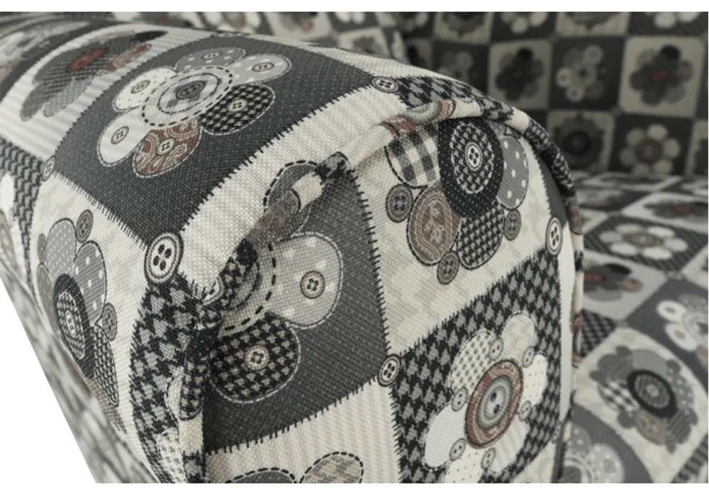 Fotoliu cu taburet, material textil în stilul patchwork N1, ASTRID