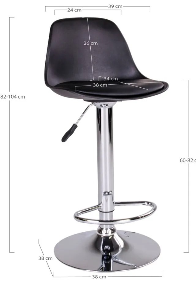 Scaune de bar negre rotative 2 buc. 82 cm Trondheim – House Nordic