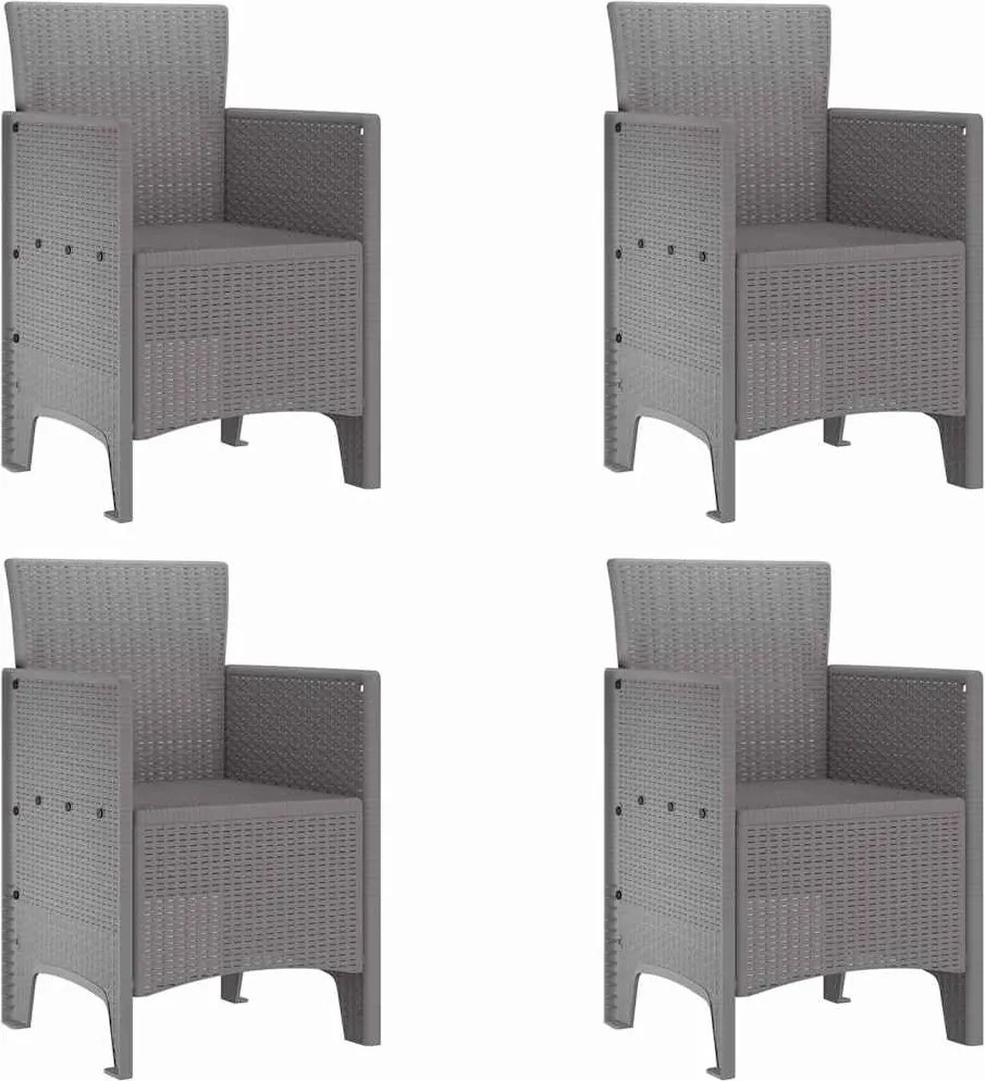 vidaXL Scaun pentru Grădină cu pernă 4 pcs Gri deschis
