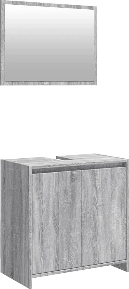 vidaXL Set mobilier de baie, 2 piese, gri sonoma, lemn prelucrat
