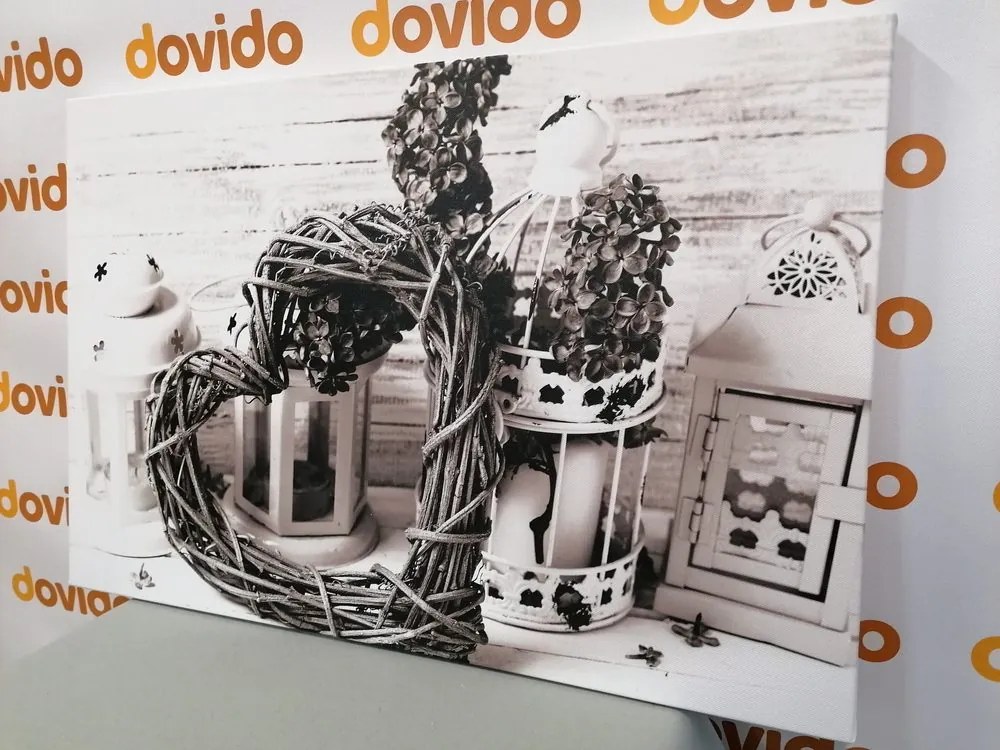Tablou cu o atingere vintage în design alb-negru