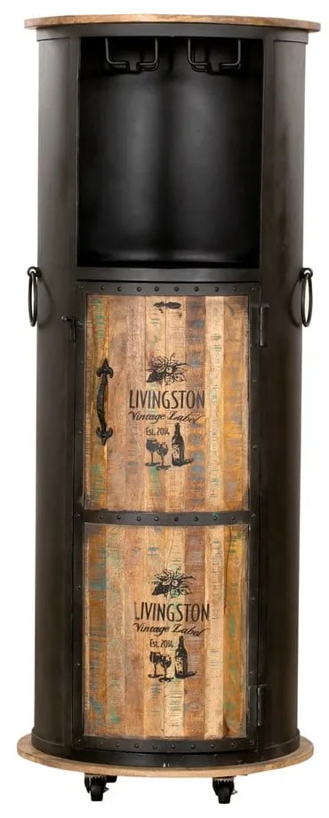 Dulap vinotecă negru din metal număr sticle 9, 60x155 cm Luni – Interia Home &amp; Living