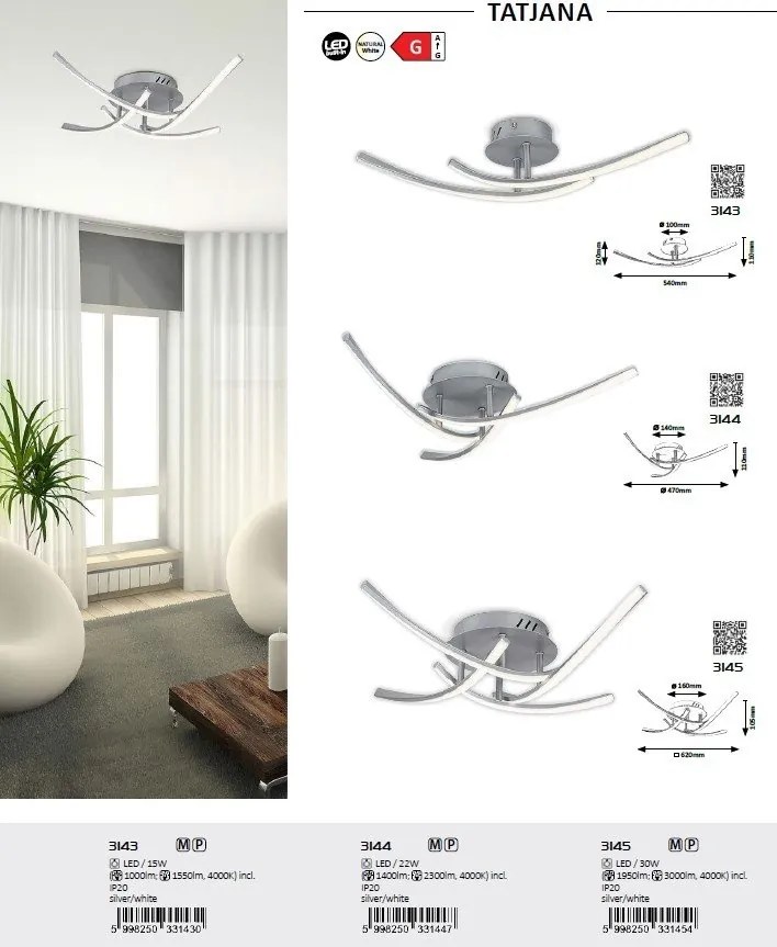 Plafoniera LED design modern Tatjana argintiu