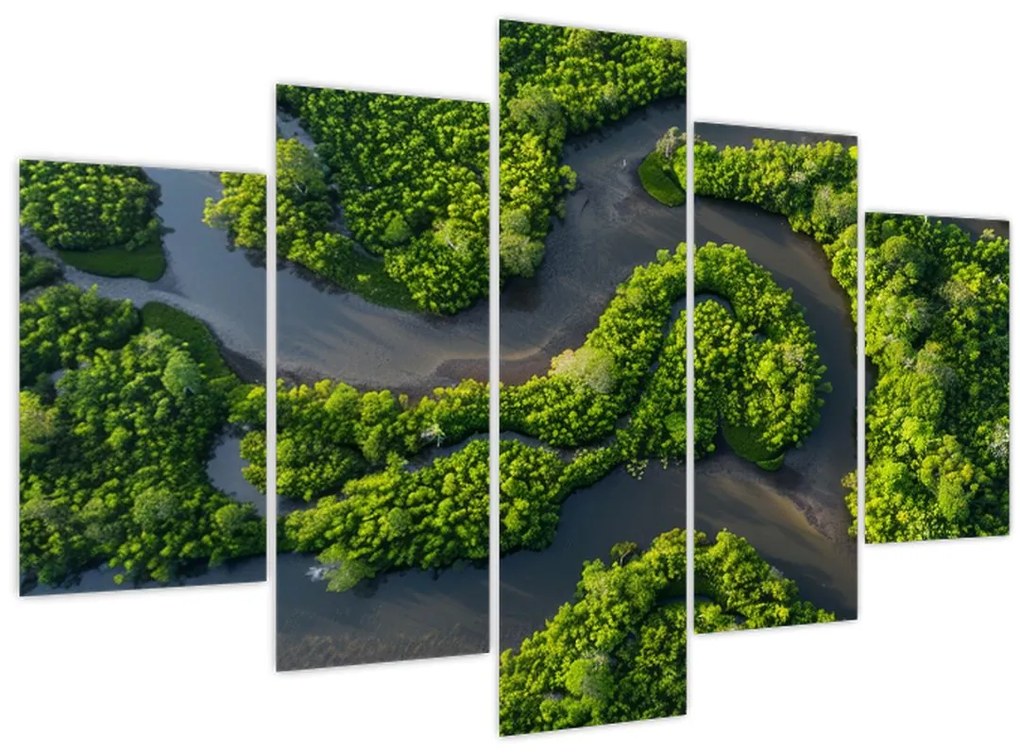 Tablou - Peisaj forestier cu râu (150x105 cm)