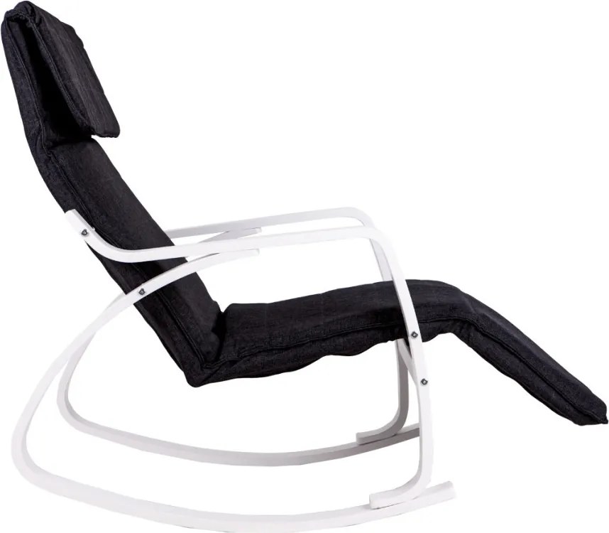 Scaun balansoar alb negru cu suport pentru picioare reglabil