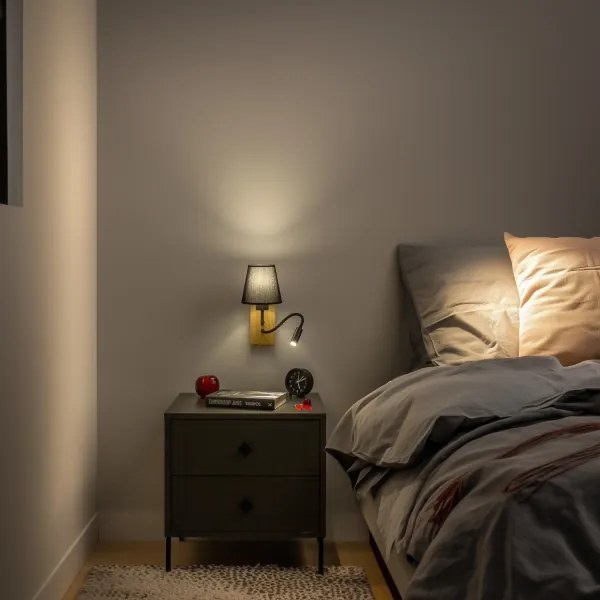 Lampă LED de perete Brilagi NUBILA WOOD 1xE27/25W/230V + LED/3W stejar/negru