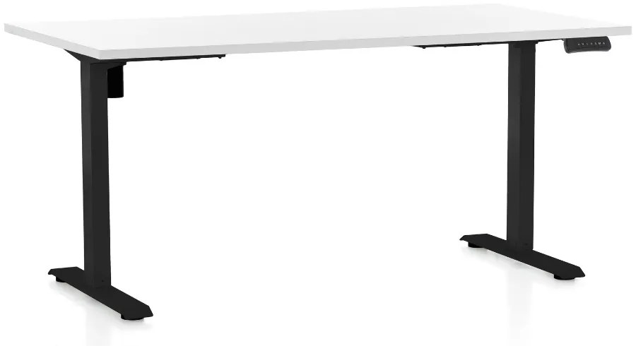 Masa inaltime reglabila OfficeTech B, 160 x 80 cm, bază neagră, alb